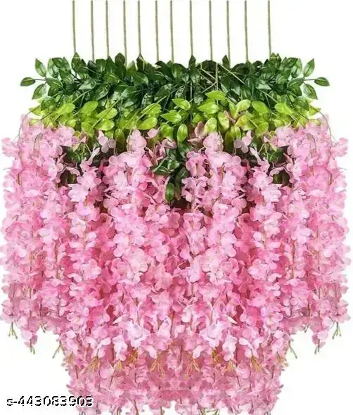 Camellia Grins Artificial Wisteria Vine Ratta Hanging Garland Silk Flowers String for Home, Party, Wedding Decor (Pink, 3.75 Feet) - Pack of 4